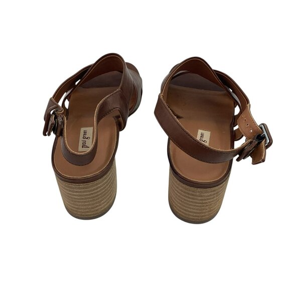 Paul Green Reese Slingback Womens 9 Brown Leather Sandals Criss Cross Straps - Picture 6 of 16